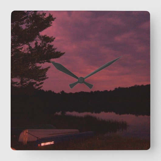 Lake Sunset Clock Vierkante Klok (Voorkant)