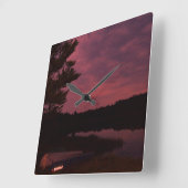 Lake Sunset Clock Vierkante Klok (Hoek)