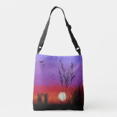 Lake Sunset Crossbody Bag Schilderen Crossbody Tas (Achterkant)