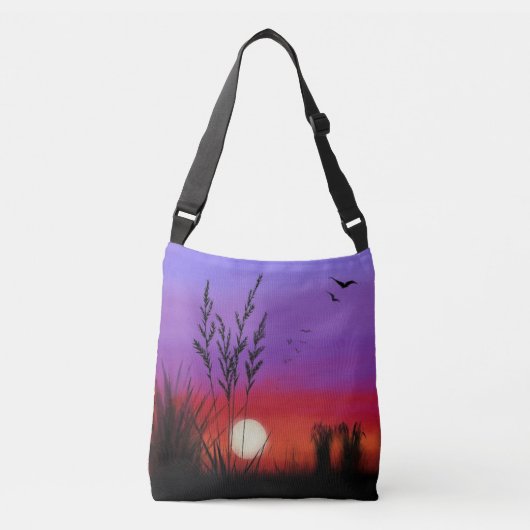 Lake Sunset Crossbody Bag Schilderen Tas (Voorkant)