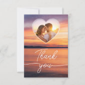 Lake Sunset Custom Heart Photo Template Wedding Bedankkaart (Voorkant)