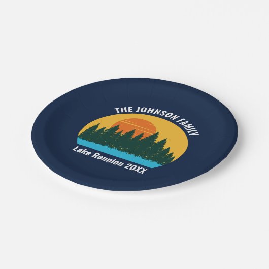 Lake Sunset Familiereünie Schattigee Custom Party Papieren Bordje (Gekanteld)