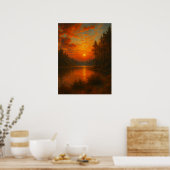 Lake Sunset - Natuur kunst Poster (Keuken)