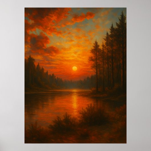Lake Sunset - Natuur kunst Poster (Voorkant)