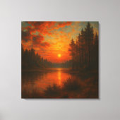 Lake Sunset - Rustige muurkunst, Natuur woondecora Canvas Afdruk (Voorkant)