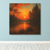 Lake Sunset - Rustige muurkunst, Natuur woondecora Canvas Afdruk (Insitu (Houten vloer))