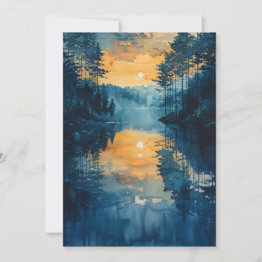 Lake Sunset Schilderij Begrafenis Viering van het  Kaart (Achterkant)