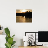 Lake Sunset Sepia Vist Gifts Fisherman Dad Art Poster (Thuiskantoor)