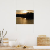 Lake Sunset Sepia Vist Gifts Fisherman Dad Art Poster (Keuken)