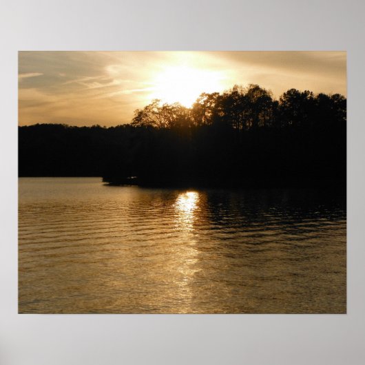 Lake Sunset Sepia Vist Gifts Fisherman Dad Art Poster (Voorkant)