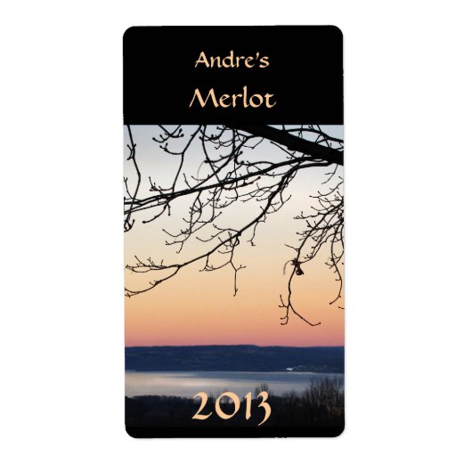 Lake Sunset Wijn Label (Voorkant)