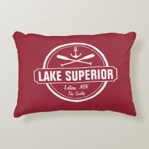 Lake Superior, aangepaste stad, naam, anker, pedde Accent Kussen