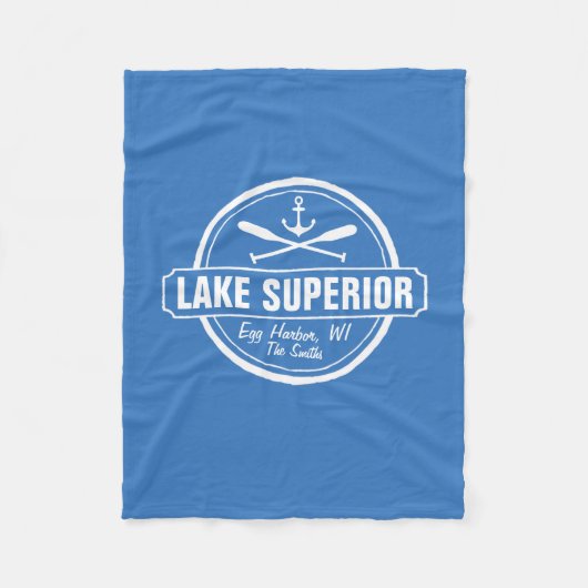 Lake Superior, aangepaste stad, naam, anker, pedde Fleece Deken (Voorkant)