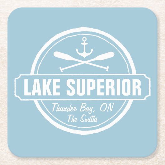 Lake Superior, aangepaste stad, naam, anker, pedde Kartonnen Onderzetters (Voorkant)
