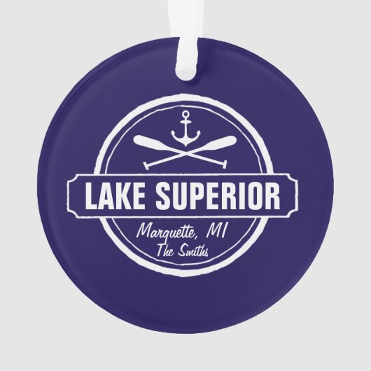 Lake Superior, aangepaste stad, naam, anker, pedde Ornament (achterkant)