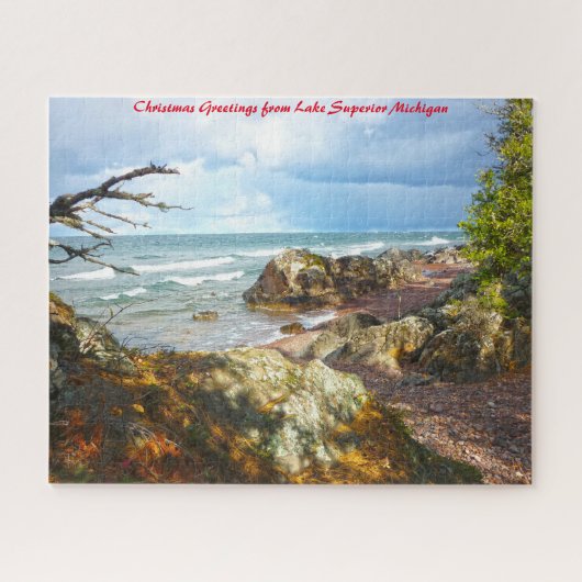Lake Superior Michigan.Kerstgroeten Legpuzzel (Horizontaal)