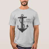 Lake SUPERIOR noodlijdend nautisch piratenanker T-shirt (Voorkant)
