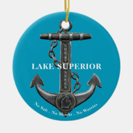 Lake Superior Patriottisch noodlijdend anker Keramisch Ornament