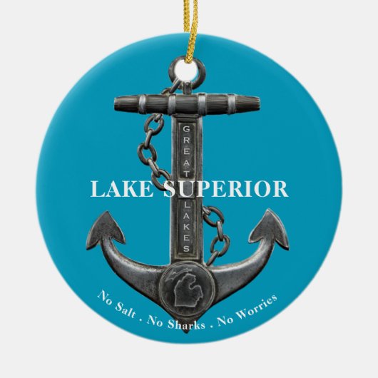 Lake Superior Patriottisch noodlijdend anker Keramisch Ornament (Voorkant)