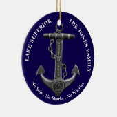 Lake SUPERIOR Patriottisch noodlijdend nautisch an Keramisch Ornament (Rechts)