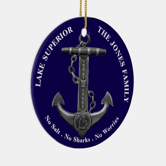 Lake SUPERIOR Patriottisch noodlijdend nautisch an Keramisch Ornament (Rechts)