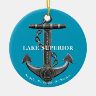 Lake Superior Patriottische Amerikaanse vlag anker Keramisch Ornament