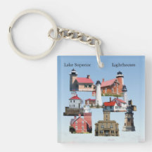 Lake Superior Vuurtorens acryl sleutelhanger