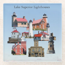 Lake Superior vuurtorens glazen coaster