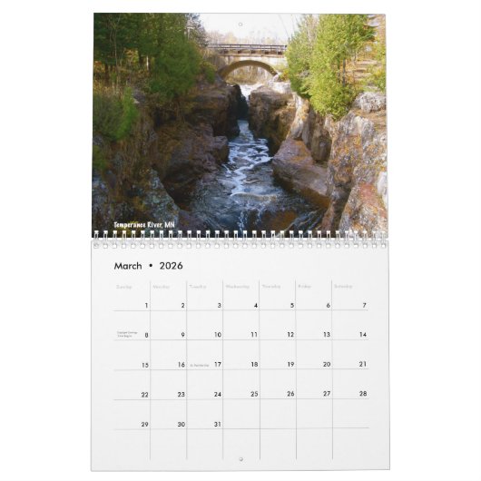 Lake Superior Watervallen Kalender (Mar 2026)