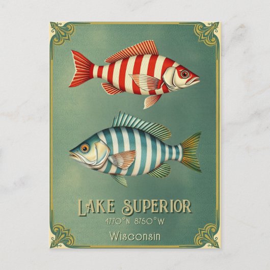 Lake Superior Wisconsin Michigan vis Briefkaart (Voorkant)