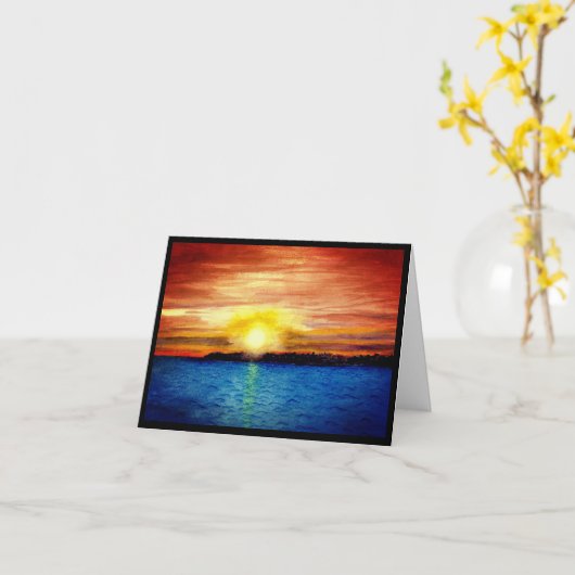 Lake Superior zonsondergang waterverf sympathie Kaart (Gele Bloem)