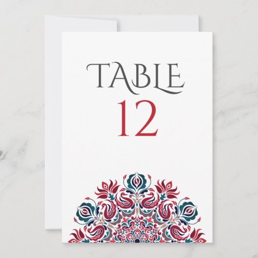 Lake Swan Lotus Flowers Mandala Table Number Kaart (Voorkant)