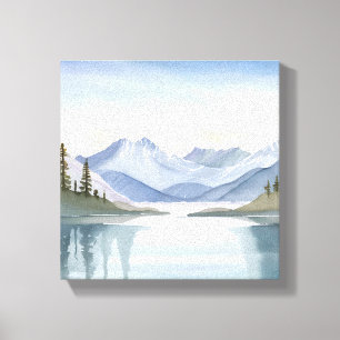 Lake Tahoe   Aquarel Berglandschap Canvas Afdruk