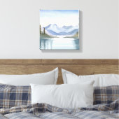 Lake Tahoe | Aquarel Berglandschap Canvas Afdruk (Insitu (Slaapkamer))