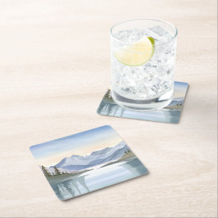 Lake Tahoe   Aquarel Berglandschap Kartonnen Onderzetters
