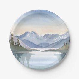 Lake Tahoe | Aquarel Berglandschap Papieren Bordje