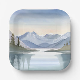 Lake Tahoe | Aquarel Berglandschap Papieren Bordje