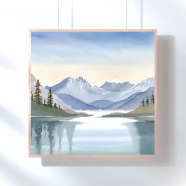 Lake Tahoe | Aquarel Berglandschap Poster