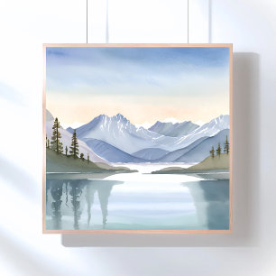 Lake Tahoe Aquarel Berglandschap Poster