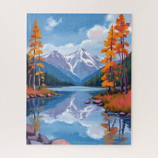 Lake Tahoe Autumn | Fall Foliage Mountain Painting Legpuzzel (Verticaal)