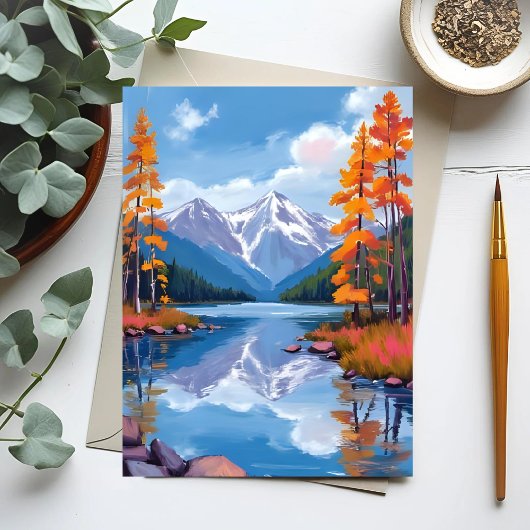 Lake Tahoe Autumn | Herfst Foliage Mountain Painti Briefkaart