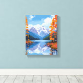 Lake Tahoe Autumn | Herfst Foliage Mountain Painti Canvas Afdruk (Insitu (Houten vloer))