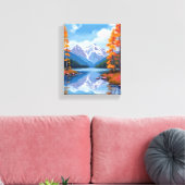 Lake Tahoe Autumn | Herfst Foliage Mountain Painti Canvas Afdruk (Insitu (Woonkamer))
