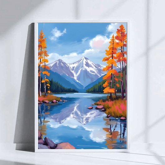 Lake Tahoe Autumn | Herfst Foliage Mountain Painti Poster