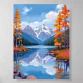 Lake Tahoe Autumn | Herfst Foliage Mountain Painti Poster (Voorkant)