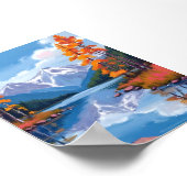 Lake Tahoe Autumn | Herfst Foliage Mountain Painti Poster (Hoek)
