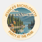  Lake Tahoe Bachelorette Retro Reiscabine Ronde Sticker (Voorkant)