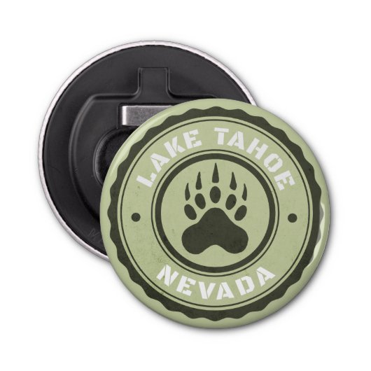 Lake Tahoe Beer Paw Nevada Button Flesopener (Voorkant)