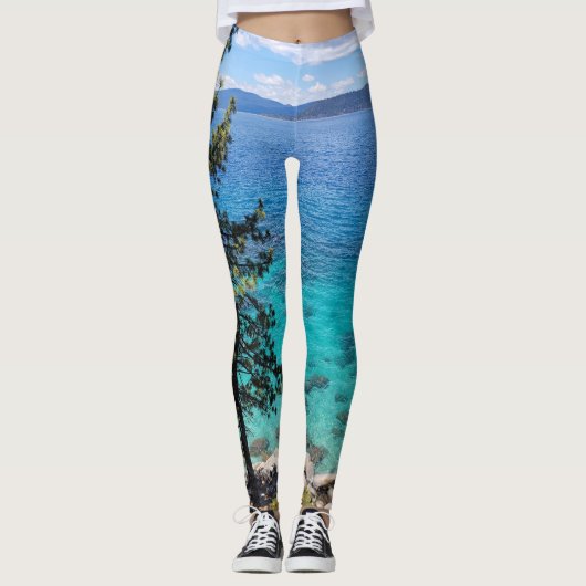 Lake Tahoe Blauw Groen Water Leggings (Voorkant)