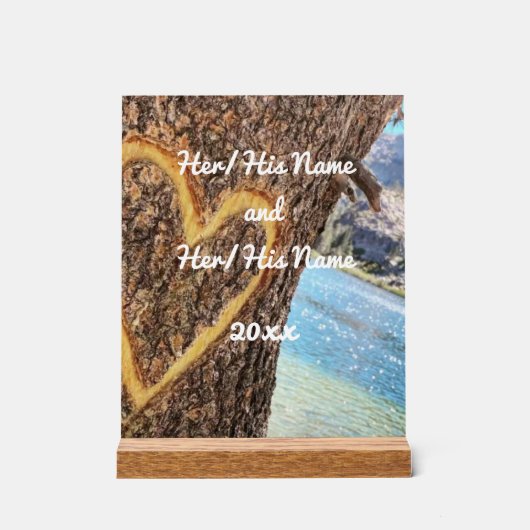 Lake Tahoe Blue Water Tree Heart Love Acryl Bord (Voorkant)